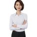 Women's Slim Fit V-Neck Professional Blouse, Long Sleeve Office Shirt For Interview & Business, White Formal Shirt For Work & Career_viptrois.com