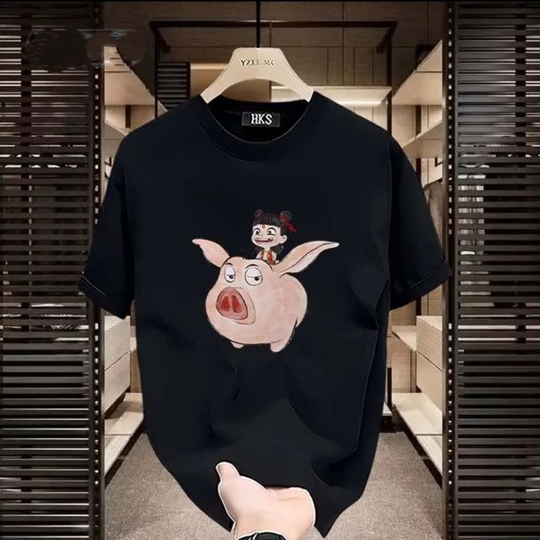 Hekuson Unisex Round Neck 100% Pure Cotton Short Sleeved Fashionable Loose Casual Versatile T-shirt, Stylish And_viptrois.com