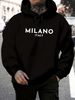 Men's Autumn And Winter Casual Fashionable Loose Hooded Sweatshirt MILANO ITALIA Pattern Printed Warm Long Sleeved Pullover_viptrois.com