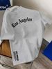 100% Pure Cotton Men's Summer Fashion Short Sleeved Los Angeles Letter Printed Casual Slim Fit Versatile Top_viptrois.com
