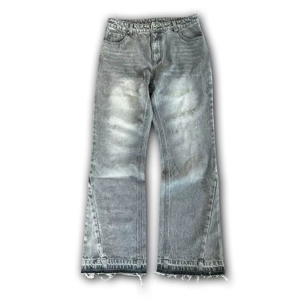 Y2K Vintage Washed Distressed Jeans Men/Women High Street American Style With Embroidery Raw Hem Relaxed Wide-Leg Fit Streetwear Denim Pants_viptrois.com