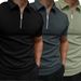 Men's Solid Color Polo Shirt Short Sleeve Turn Down Collar Casual Fit European And American Style 3 Piece Set_viptrois.com