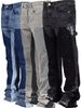 Men's Denim Overalls European And American Fashion Ins Overalls Style Elastic Patch Denim Layered Flared Pants_viptrois.com