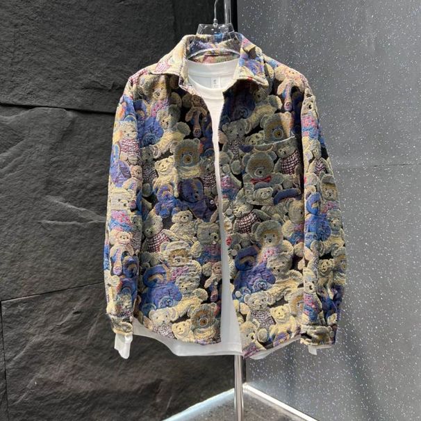 Autumn New Tailcoat Yarn Woven Jacquard Lapel For Men, Fashionable Versatile, Loose And Casual Couple Jacket_viptrois.com