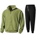 Men's Slim-Fit Zip-Up Track Jacket & Pants Set - Lightweight Polyester Activewear For Gym & Street Style (Black, Gray, Green, Beige)_viptrois.com