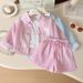 Kids’ Clothing Girls Suit Thin Summer New Style Fashionable Baby Girl Vertical Stripes Long Sleeved Sun Protection Clothing Shorts Three Piece Suit_viptrois.com