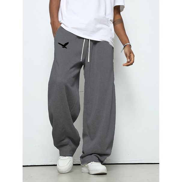 Men's Clothing Trousers Loose Straight Leg Versatile Sweatpants Streetwear Casual Pants Loose Fit Straight Leg Joggers With Print For Spring & Fall_viptrois.com