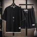 Men's Clothing Men's Sportswear Suit Waffle Suit Summer Short Sleeved T Shirt + Shorts 2 Piece Sports Suit_viptrois.com