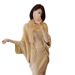 Fur collar cape cape large size knitted cardigan loose coat cape sweater_viptrois.com