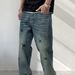 Men's Clothing Heavy Embroidery Straight Pants Washed Jeans Men's High Street Fashion Retro Loose Casual Mopping Trousers_viptrois.com