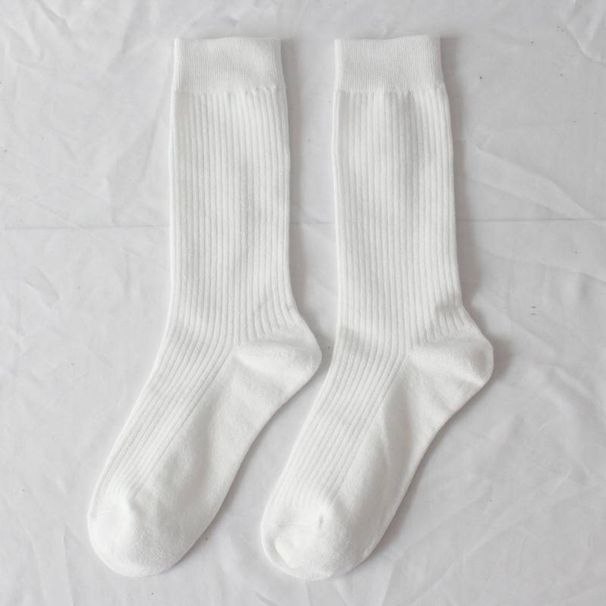 Vertical calf socks mid-height socks autumn and winter cotton socks solid color stockings for women_viptrois.com