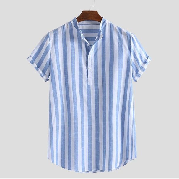 Men's Clothing Summer New Men's Shirts Hot Selling Striped Shirts Beach Shirts_viptrois.com