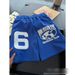 Men's Klein Blue Foam Print Shorts Summer Design Straight Leg Five Pocket Pants Heavyweight Sports Basketball Casual Wear_viptrois.com