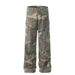 American Style Washed Vintage Camouflage Men's Loose Jeans High Street Trend Outdoor Mountain Workwear Pants_viptrois.com