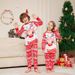 Christmas family home wear deer print round neck long sleeve pajamas set_viptrois.com