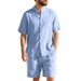 Men's Clothing Linen Loose Beach Short Sleeved Shorts Shirt_viptrois.com