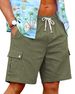 Men's Cotton Linen Casual Loose Shorts Summer Multi Pocket Beach Cargo Pants Style_viptrois.com