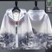 "Men's Summer Sun Protection Shirt With Logo Printing, Quick-Dry Outdoor Fishing Shirt, Lightweight UPF 30+ Hooded Jacket For Running & Sports"_viptrois.com