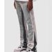 Men's Clothing Fashion Versatile Men's Denim Workwear Elastic Patch Laminated Flared Denim Straight Trousers_viptrois.com