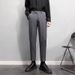 Men's Slim Fit Cropped Trousers Casual Summer Style Flowy Professional Formal Suit Trendy Mature Regular Trousers_viptrois.com