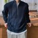 Men's Half-Zip Stand Collar Sweater – Lightweight Loose Fit Knit Pullover (4 Classic Colors, M-XXXL)_viptrois.com