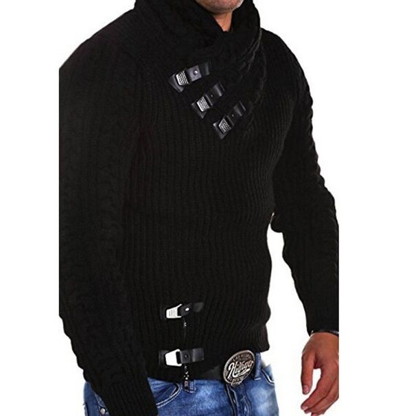 Men's Twisted Knit Lapel Sweater Coat – Thick Winter Pullover, Loose Fit Thermal Underwear, European & American Style (M-3XL)_viptrois.com