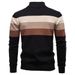 High Quality Fashion Casual Pullover Men's Cotton Stand Collar Half Zipper Splicing Long Sleeve Slim Keep Warm Sweater_viptrois.com