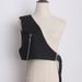 New dark concave shape one-shoulder vest women's fashion chain loose and versatile black fashionable waistcoat personalized vest_viptrois.com