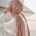 Unisex Muslim solid color Modal roll border mercerized cotton long turban covering scarf_viptrois.com
