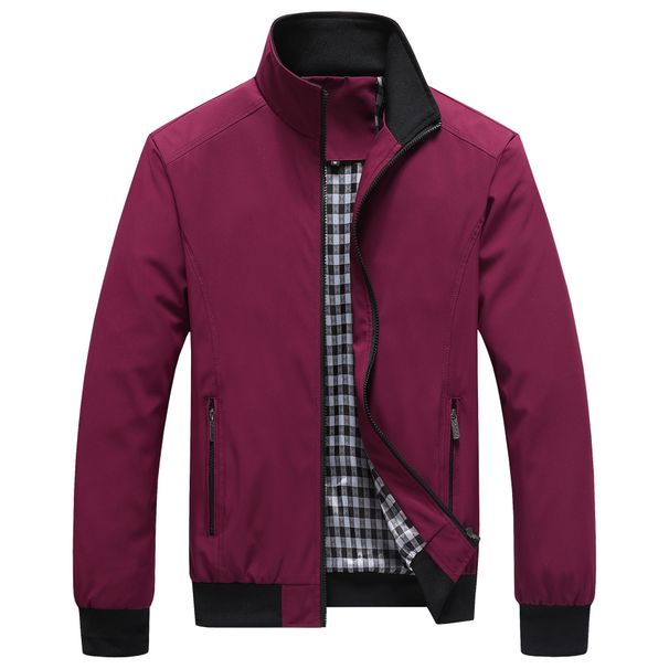 Men's Big & Tall Breathable Zippered Jacket Lightweight Casual Stand Collar Windproof Polyester Woven Coat for Spring Autumn Daily Wear M-6XL_viptrois.com