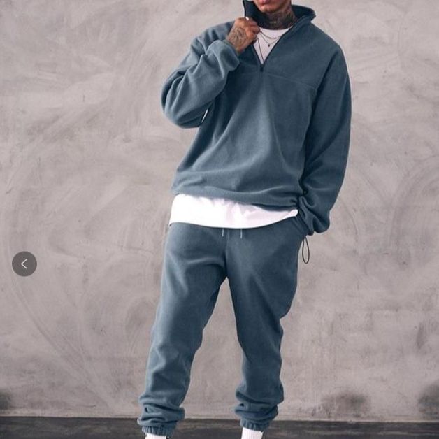 Men's Casual Long Sleeve Stand Collar Fleece-Lined Sweatshirt – Comfortable & Warm Autumn Pullover (Gray, Dark Gray, Light Blue, Dark Blue)_viptrois.com