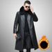 Men's Clothing Men's Faux Leather Long Coat With Detachable Fur Collar, Winter Warm Fleece Lined Jacket For Casual Outwear_viptrois.com