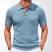 2026 Men's Summer Short-Sleeved Knitted Shirt For Business And Casual Wear With Buttoned Collar And Twisted Stripes Polo Shirt For Men_viptrois.com