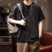 210G Heavy Cotton Short-sleeved T-shirt Men's Summer New Trendy Brand Solid Color Loose Round Neck Bottoming Shirt Half-sleeved Top_viptrois.com