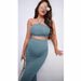 Foreign Trade Hot Sale Maternity Rib Knit Camisole Top And Pencil Skirt Set_viptrois.com