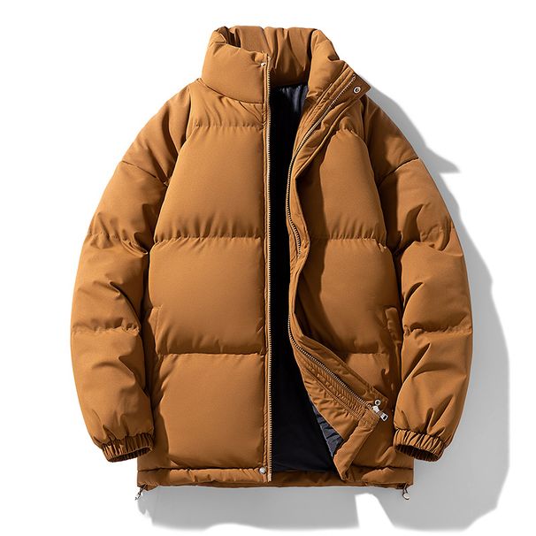 Unisex Plus Size Winter Puffer Jacket (M-8XL) – Thickened Stand Collar Polyester Coat, Oversized Zip-Up Thermal Outerwear For Men & Women_viptrois.com