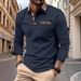 Men's Casual Contrast Color Plaid Collar Long Sleeve Polo Shirt - Breathable Mesh Fabric, Slim Fit, Spring & Autumn Essential_viptrois.com