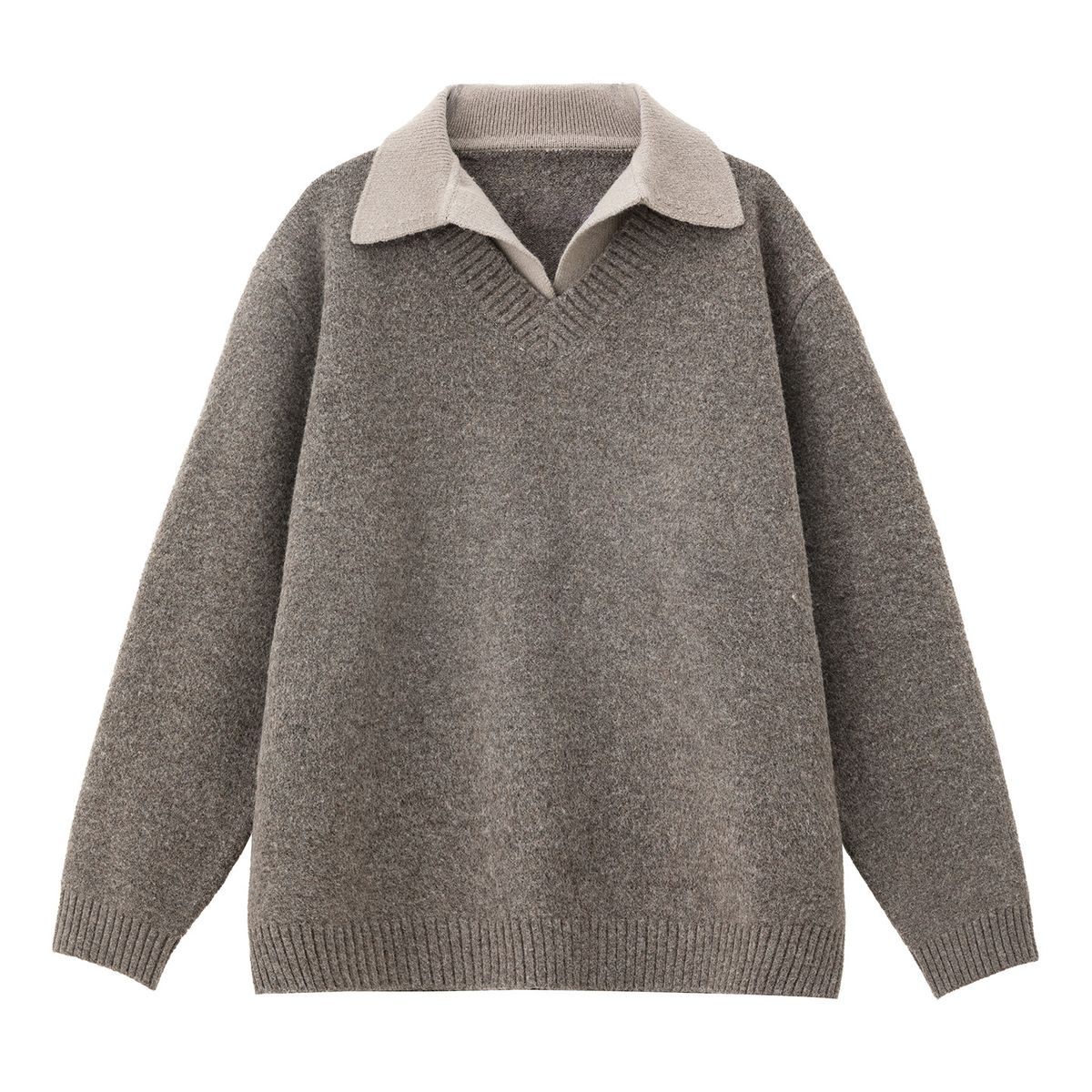Old Money Two-Piece Turn-Down Sweater For Men, Autumn And Winter Style, High-End Polo Collar Knitwear, Warm_viptrois.com