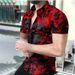 2023 Spring New Short Sleeved Printed Casual Lapel Large Men's Shirt_viptrois.com