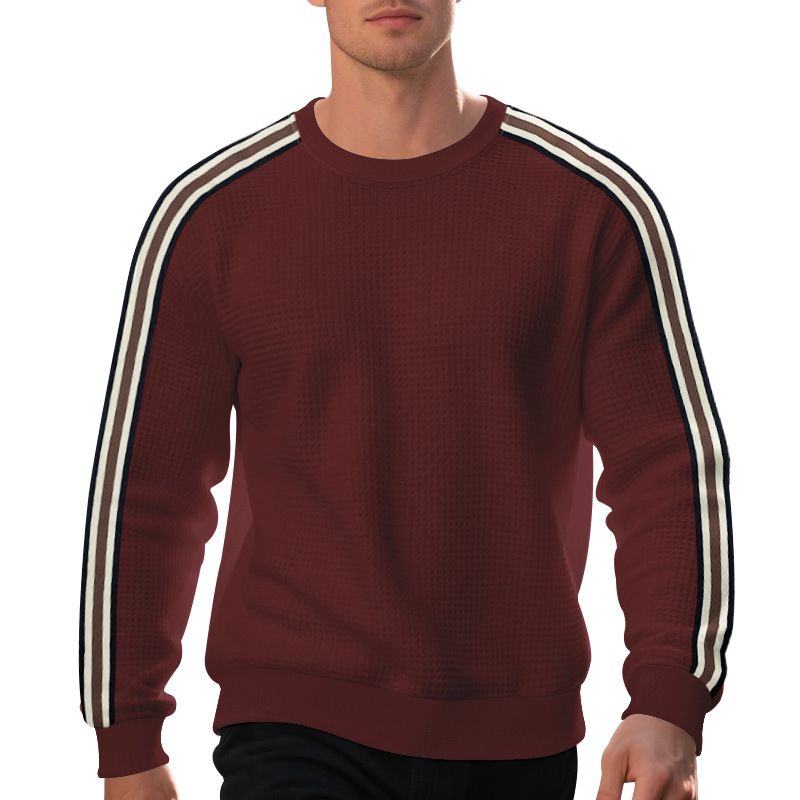 Men's Color Block Long Sleeve Sweatshirt - European Size, American Style, Lightweight & Comfortable, Round Neck Pullover For Casual Wear_viptrois.com