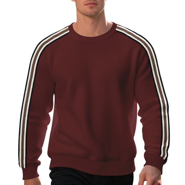 Men's Color Block Long Sleeve Sweatshirt - European Size, American Style, Lightweight & Comfortable, Round Neck Pullover For Casual Wear_viptrois.com