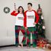 Christmas socks plaid letters Christmas family suit printed home dress pajamas_viptrois.com