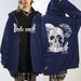 High Street Gothic Butterfly Print Hooded Cardigan Sweatshirt Men's Fashion Loose Hip Hop Jacket_viptrois.com