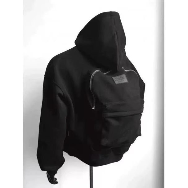 3D Backpack Design Cardigan Sweatshirt Casual Versatile Solid Color Jacket Hoodie_viptrois.com