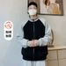 Pure Spring And Autumn New Sweatshirt High-end Color-blocking Design Simple Casual Turn-down Collar Loose Fit Plus Size Men_viptrois.com