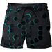 Men's Vortex Black Casual 3d Digital Printing Three-Dimensional Geometric Pattern Beach Pants Men's Shorts _viptrois.com