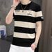 Ultra Thin Cool Breathable Short Summer Middle-aged And Young Striped Half Sleeved T-shirt For Men's Sweatshirt_viptrois.com