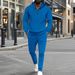 Men's Waffle-Knit Hoodie & Jogger Set – Lightweight Zip-Up Loungewear (S-3XL) | Breathable Polyester For Casual & Sporty Style_viptrois.com
