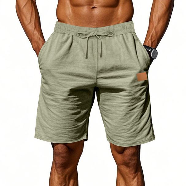 Men's Solid Color Linen Shorts Large Size Breathable Summer Beach Sports Leisure Loose Fit_viptrois.com