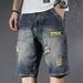 New Denim Shorts, Workwear Style, Loose Fit, Ripped, Trendy, Versatile, Japanese Retro, Summer Men's Shorts_viptrois.com